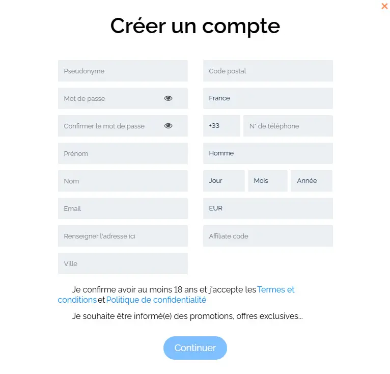 Registration process ILUCKI CASINO